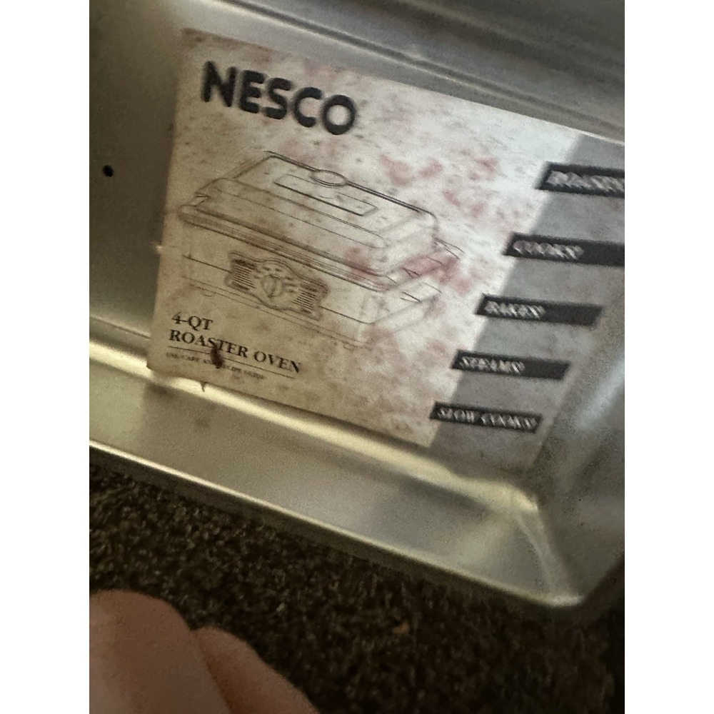 Vintage NESCO 4 Quart Roaster Oven Black Silver Roasting Cooker w/ Insert - Picture 3 of 4